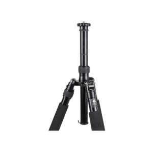 SIRUI-TRIPOD-NM-series_001 Sirui N-3004X, musta kamerajalusta, jossa on säädettävät jalat ja pidennetty keskipylväs, on esillä valkoista taustaa vasten.