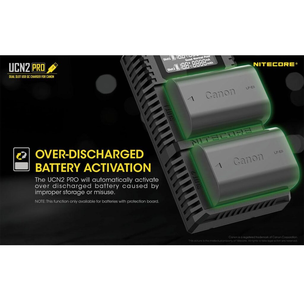 Nitecore UNC2 Pro Canon LP-E6 / LP-E6N tuplalaturi Nitecore UNC2 Pro Canon LP-E6 / LP-E6N tuplalaturi