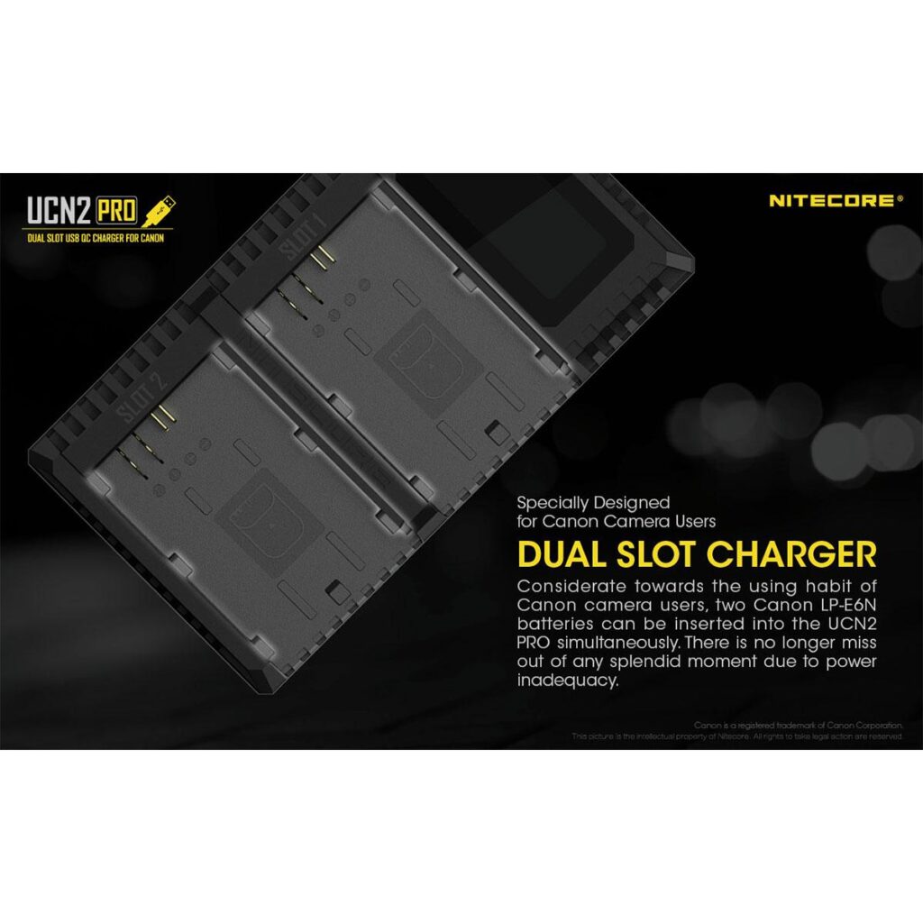 Nitecore UNC2 Pro Canon LP-E6 / LP-E6N tuplalaturi Nitecore UNC2 Pro Canon LP-E6 / LP-E6N tuplalaturi