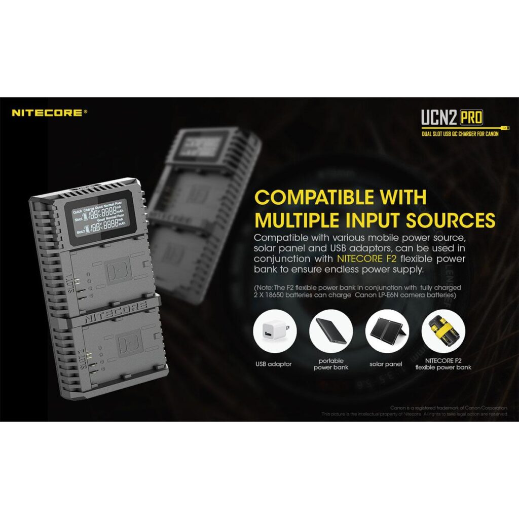 Nitecore UNC2 Pro Canon LP-E6 / LP-E6N tuplalaturi Nitecore UNC2 Pro Canon LP-E6 / LP-E6N tuplalaturi