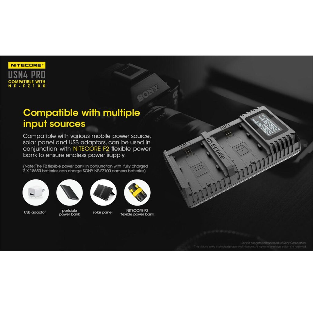 Nitecore USN4 PRO NP-FZ100 tuplalaturi Nitecore USN4 PRO NP-FZ100 tuplalaturi