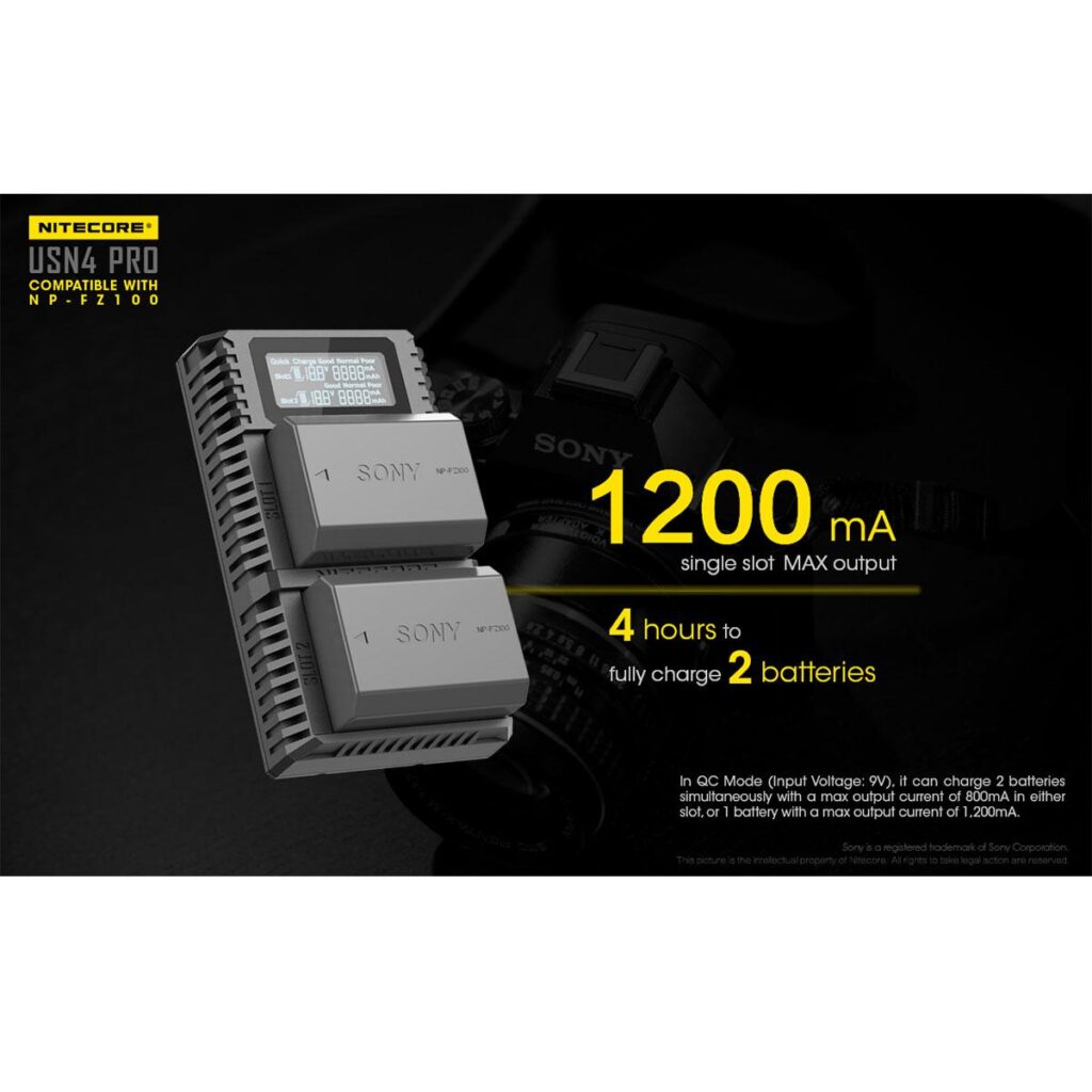 Nitecore USN4 PRO NP-FZ100 tuplalaturi Nitecore USN4 PRO NP-FZ100 tuplalaturi