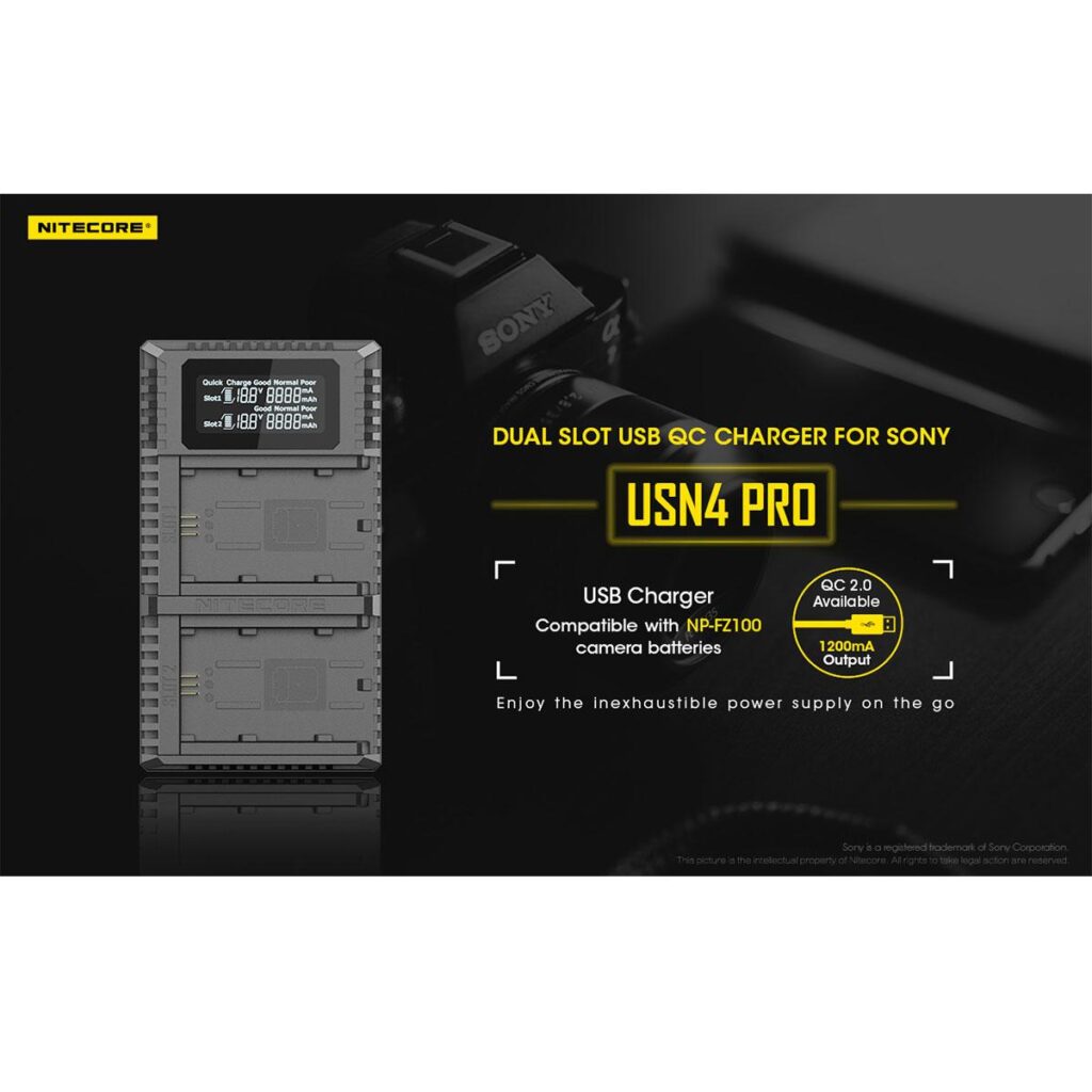 Nitecore USN4 PRO NP-FZ100 tuplalaturi Nitecore USN4 PRO NP-FZ100 tuplalaturi