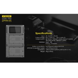 Nitecore USN4 PRO NP-FZ100 tuplalaturi Nitecore USN4 PRO NP-FZ100 tuplalaturi