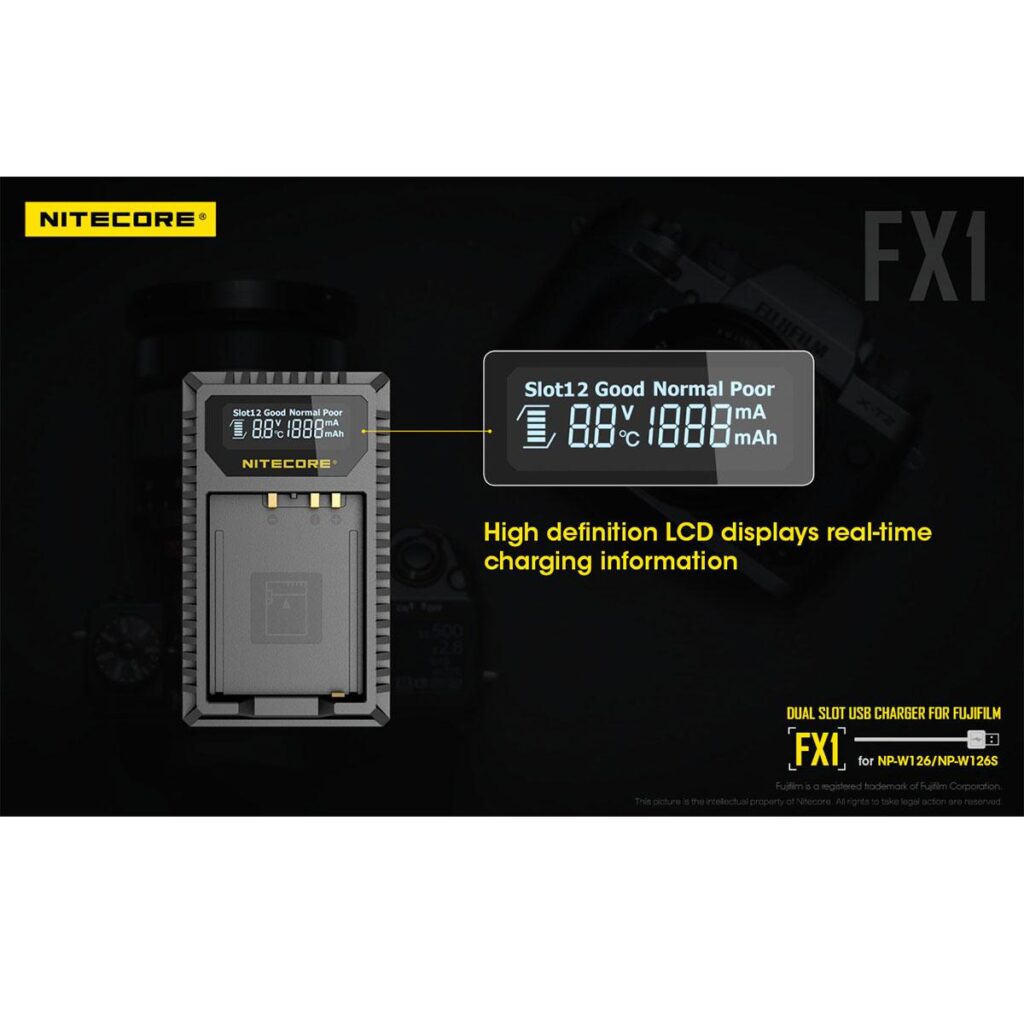 Nitecore FX1 Fujifilm NP-W126 / NP-W126S tuplalaturi