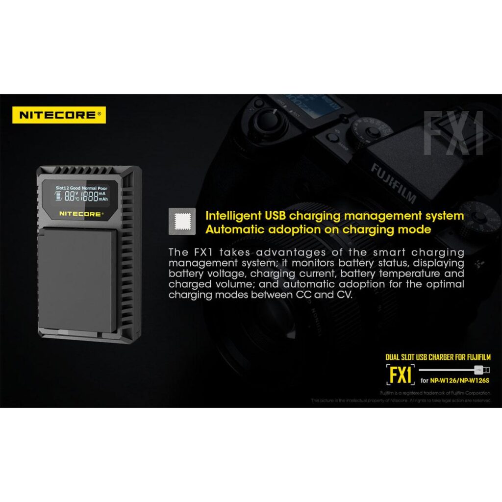 Nitecore FX1 Fujifilm NP-W126 / NP-W126S tuplalaturi