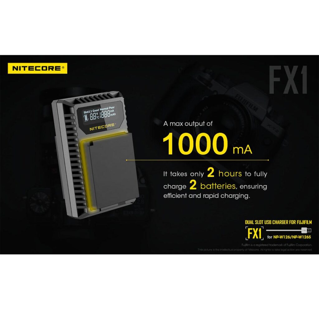 Nitecore FX1 Fujifilm NP-W126 / NP-W126S tuplalaturi