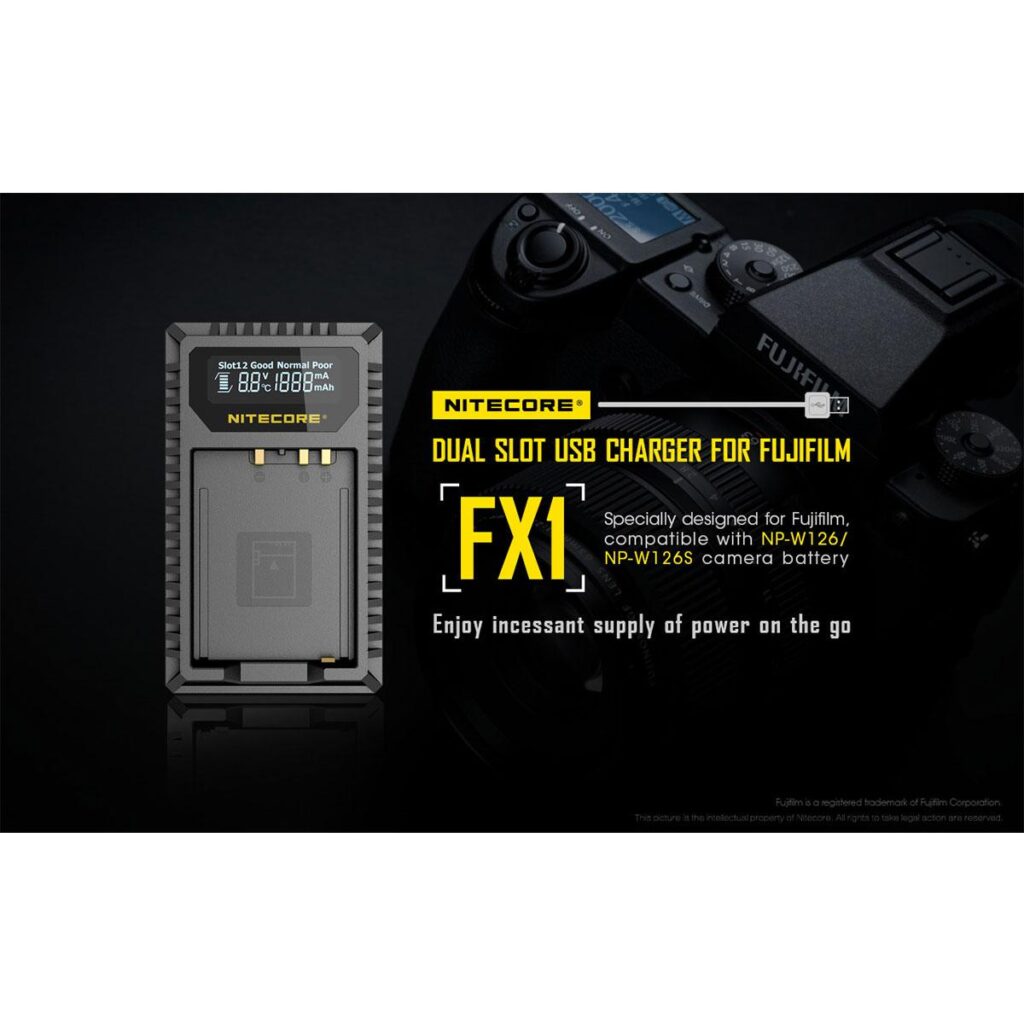 Nitecore FX1 Fujifilm NP-W126 / NP-W126S tuplalaturi