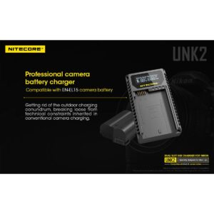 Nitecore UNK2 Nikon EN-EL15 tuplalaturi Nitecore UNK2 Nikon EN-EL15 tuplalaturi