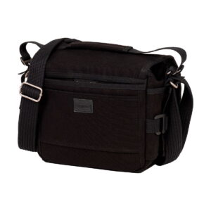 Think_Tank_Retrospective_5_V2_0-Musta_002 Think Tank Retrospective 5 V2.0 - Black is a black shoulder bag with adjustable strap, metal buckles, top handle and front pocket - ideal for carrying personal belongings or camera equipment.