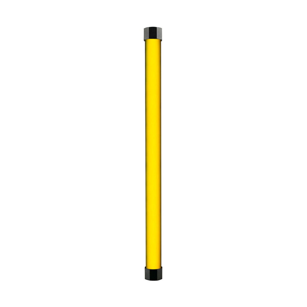 NANLITE PavoTube II 15X 1kit on pystysuora keltainen turvavaloverhoanturi, jossa on mustat päätykappaleet ja joka näkyy eristettynä valkoisella pohjalla.