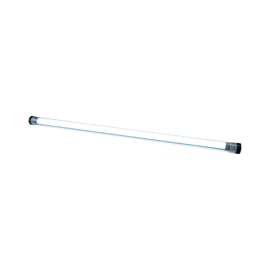 NANLITE PavoTube II 30X 1kit, yksi LED-putkivalo, jossa on korkitetut päät, loistaa kirkkaasti ja on eristetty valkoiselle taustalle.