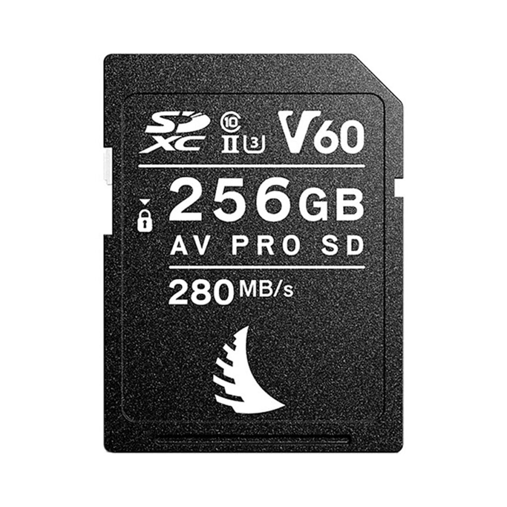 Angelbird_256GB_AV_Pro_Mk_2_V60_UHS-II_SDXC_002 ANGELBIRD 256GB AV Pro Mk 2 V60 UHS-II SDXC is a black memory card with a capacity of 256GB, speed class V60, read speed up to 280MB/s and features UHS-II, U3 and Class 10 symbols in white text.