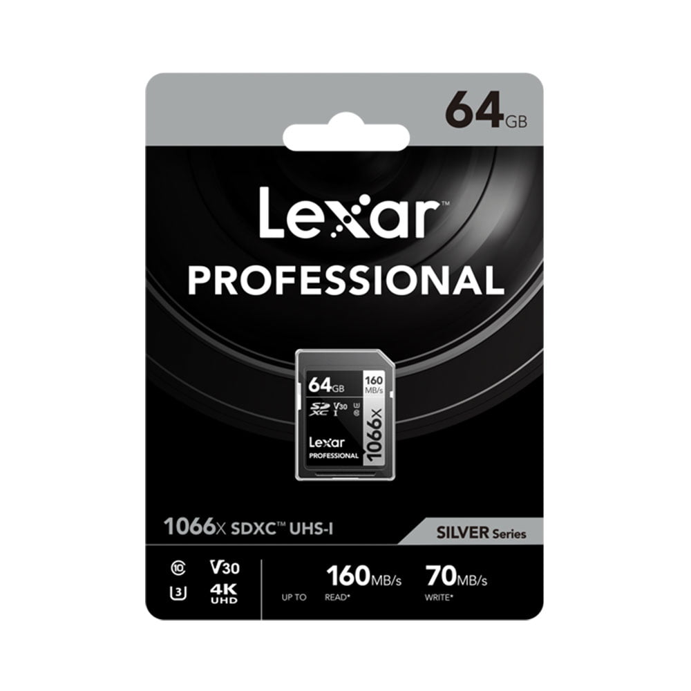 Lexar-Pro-1066x-U3-UHS-I-R160-W70-64GB-1 Lexar Pro 1066x U3 UHS-I SD-kortti, 512 Gt, lukunopeus jopa 160 Mt/s ja kirjoitusnopeus jopa 120 Mt/s, ihanteellinen 4K UHD -videolle.
