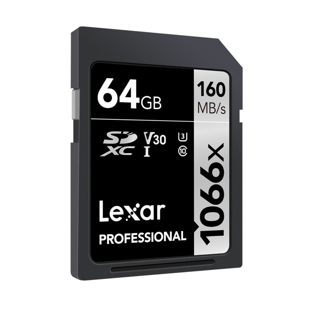Lexar-Pro-1066x-U3-UHS-I-R160-W70-64GB-2 Lexar Pro 1066x U3 UHS-I R160/W120 512 Gt:n muistikortin lukunopeus on 160 Mt/s, ja siinä on U3- ja Class 10 -merkinnät.