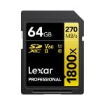 Lexar Pro 1800x SDXC U3 (V60) UHS-II R270/W180 64GB Kameratarvikkeet 4