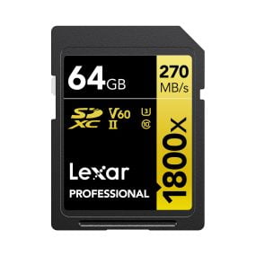 Lexar Pro 1800x SDXC U3 (V60) UHS-II R270/W180 64GB Kameratarvikkeet