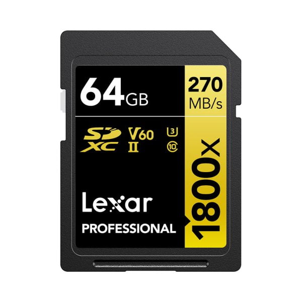 Lexar Pro 1800x SDXC U3 (V60) UHS-II R270/W180 64GB Kameratarvikkeet 3