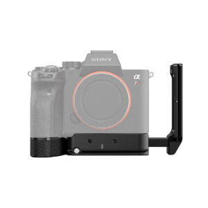 SmallRig_2417_L-Bracket_for_Sony_Alpha_7R_IV_Alpha_9_II_LCS_003 SmallRig 2417 L-kiinnike on kiinnitetty läpikuultavan Sony Alpha 7R IV- ja Alpha 9 II -kameran rungon pohjaan ja kylkeen, mikä osoittaa sen turvallisen kiinnityksen ja tuen.