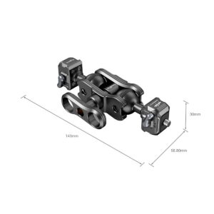 SmallRig_3515_Articulating_Arm_with_Dual_Ballheads_Talon_Mini_003 SmallRig 3515 -nivelvarren nivelvarren 3D-versio, jossa on kaksi kuulapäitä Talon Mini (musta), pituus 143 mm, korkeus 30 mm ja leveys 58,8 mm. Sisältää kaksi kiinnityspäätä, kaksi kääntyvää niveltä ja merkittyjä lukitusruuveja.