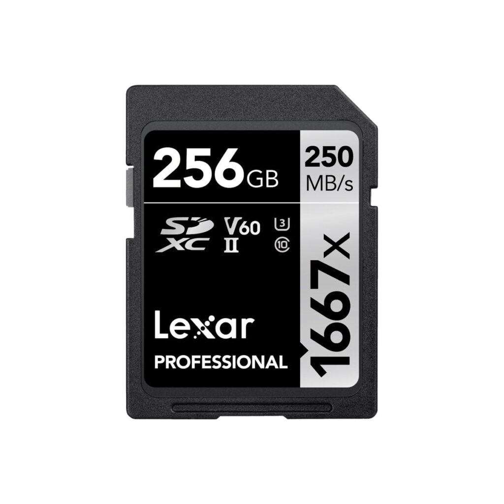 Lexar-Pro-1667x-256gb-v60-USH-II Lexar Pro 1667x U3 V60 UHS-II R250/W120 256GB -muistikortti