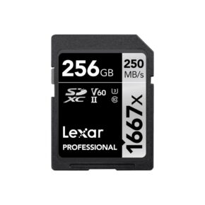 Lexar-Pro-1667x-256gb-v60-USH-II Lexar Pro 1667x U3 V60 UHS-II R250/W120 256GB -muistikortti