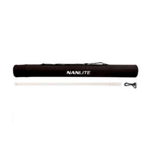 The NANLITE PavoTube T8-7X 1 package with black NANLITE carrying case, white LED tube and black USB cable is shown on a white background.