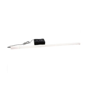 NANLITE_PavoTube_T8-7X_1_kit_007 NANLITE PavoTube T8-7X 1 Kit, white LED tube light with compact black power supply and cord, displayed on a white background.