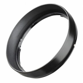 Samyang lens hood for AF 24mm f/28 Sony FE The Samyang Lens Hood for AF 24mm f/2.8 Sony E has a black, rounded, slightly tapered design with a white background to reveal the inner and outer surfaces.
