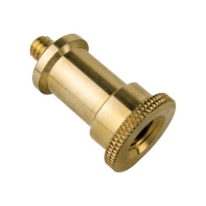 Kupo-KS-073 Lähikuva Kupo KS-073 urosadapteritappi 5/8" ja 3/8"-16 naaras, jossa on nystyröity reuna pitoa varten ja kierteitetty liitin erilaisten varusteiden tai lisävarusteiden kiinnittämistä varten.