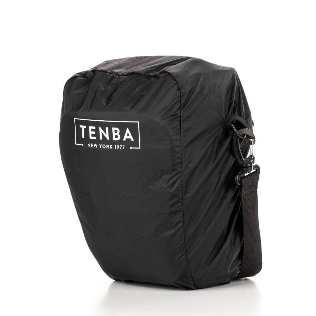 Tenba-axis V2-4L-3 Black Tenba Axis V2 4L Top Loader camera bag with shoulder strap and white Tenba logo on a white background.