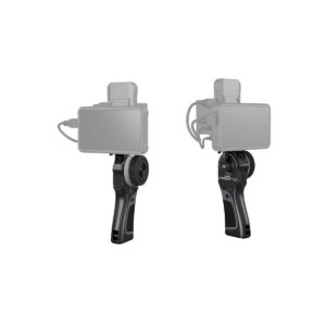 SmallRig_MagicFIZ_Wireless_Follow_Focus_Two_Motor_Kit_3918_005 Kaksi SmallRig 3918 Magic FIZ Wireless Follow Focus Two Motor Kit -laitesarjaa, joissa kummassakin on älypuhelimet ja ulkoiset laitteet (harmaasävytetty), näkyvät etu- ja sivukulmista valkoisella taustalla.