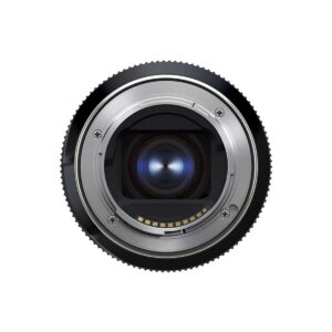 Tamron 20-40mm f2.8 Di III VXD 4 Close-up of the rear of the Tamron 20-40mm f/2.8 Di III VXD lens for Sony E, showing its glass element, metal mount, electronic contacts and lens barrel against a white background.