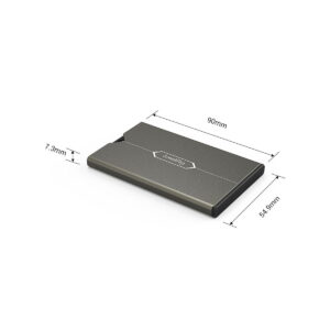 SmallRig_Memory_Card_Case_2832_004 SmallRig 2832 -muistikorttikotelo on ohut, suorakaiteen muotoinen metallinen pidike, jonka mitat ovat 90 mm x 54,9 mm x 7,3 mm ja joka on kuvassa valkoisella pohjalla.