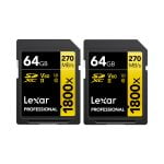 Lexar Pro 1800x SDXC U3 (V60) UHS-II R270/W180 64GB 2-pack Kameratarvikkeet 4