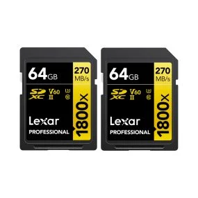Lexar Pro 1800x SDXC U3 (V60) UHS-II R270/W180 64GB 2-pack Kameratarvikkeet