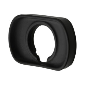 ec-xt_m The Fujifilm Medium Eyecap is a black, oval-shaped rubber eyecap with a circular opening in the middle, designed as a spare part for a camera or binocular viewfinder.