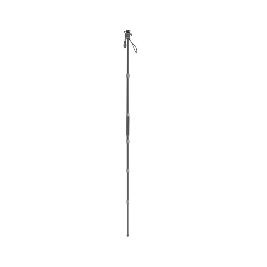 Smallrig 3760-6 SmallRig 3760 Video Tripod CT180 on musta, ulosvedettävä kameramonopodi, jossa on useita säädettäviä segmenttejä ja rannehihna, kuvassa pystyssä valkoisella pohjalla.