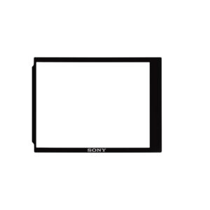 pck-lm15 Rectangular black Sony PCK-LM15 screen protector Camera screen protector with "SONY" at the bottom centre, on a white background.