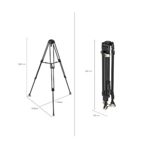 SmallRig_FreeBlazer_Heavy-Duty_Carbon_Fiber_Tripod_4167_002 Kaksi kuvaa SmallRig 4167 FreeBlazer Heavy-Duty Carbon Fiber Tripodista: yksi täysin ulosvedettynä 1820 mm korkeuteen ja 1370-1190 mm jalkojen levitykseen, ja yksi kokoontaitettuna 850 mm korkeuteen ja 145 mm leveyteen, jossa näkyvät mittausviivat ja merkinnät.