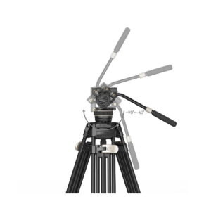 SmallRig_FreeBlazer_Heavy-Duty_Carbon_Fiber_Tripod_Kit_AD-100_3989_003 Kaavio, jossa näkyy SmallRig 3989 FreeBlazer Heavy-Duty Carbon Fiber Tripod Kit AD-100 -pää, jossa on säädettävä kahva, kallistus +90° ja -60° välillä. Kolmijalan jalat näkyvät kallistusmekanismin alapuolella.