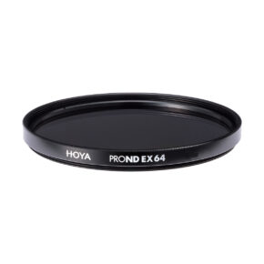 Hoya-PROND-EX-64 Hoya PROND EX 64 49mm grey filter, round black camera lens filter with white border text, visible against a white background.
