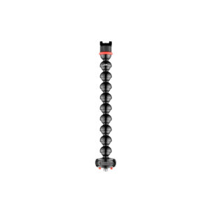 JOBY GorillaPod Arm Kit PRO JOBY GorillaPod Arm Kit PRO Musta on joustava musta jalustavarsi, jossa on useita pyöristettyjä segmenttejä, punaiset korostukset molemmissa päissä ja kiinnityspisteet kameran tai laitteen kiinnittämistä varten.