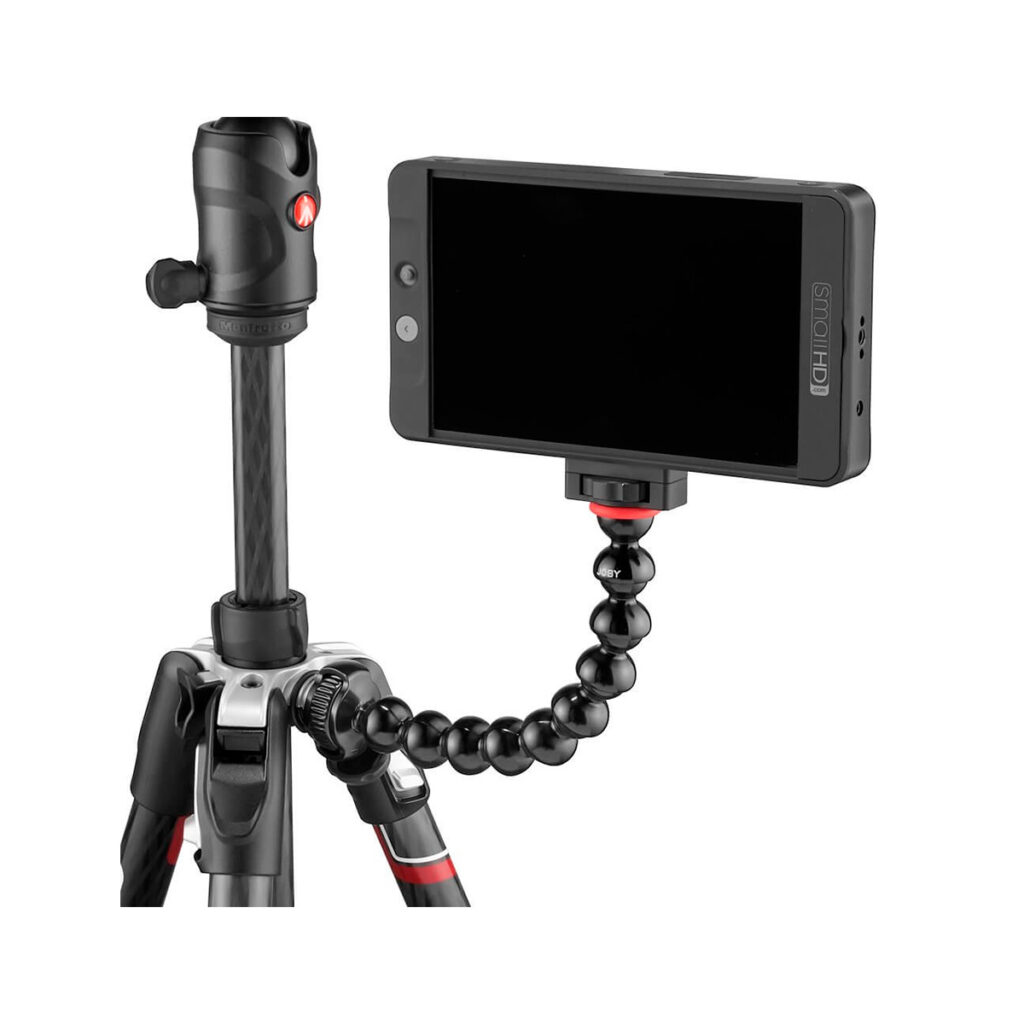 JOBY GorillaPod Arm Kit PRO6 JOBY GorillaPod Arm Kit PRO Musta on joustava kamerakiinnike, jossa on jalustaan kiinnitetty pieni monitori, jonka avulla monitorin voi sijoittaa eri kulmiin kätevän katselun vuoksi.