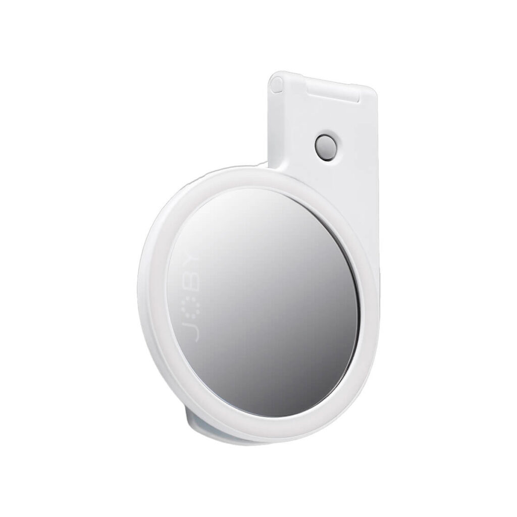 Joby-Beamo-Ring-Light-for-MagSafe-white-2 Joby Beamo Ring Light for MagSafe - White is a small, round, white clip-on light designed for easy attachment to devices.