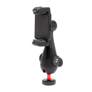 Joby-GripTight-Pro-3 Joby GripTight Pro 3 Phone Mount on musta puhelimen pidike, jossa on säädettävät nupit ja punainen korostus pohjassa, ja joka on suunniteltu pitämään älypuhelimet tukevasti jalustassa tai muussa kiinnitysvälineessä.
