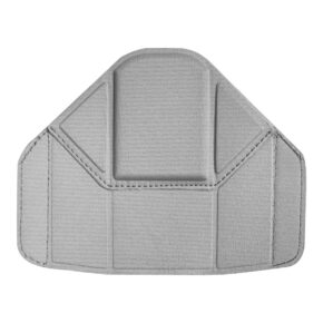Peak-Design-spareparts-divider-3L-V2-gray-1 Cool Grey Peak Design Spareparts V2 Everyday Sling 3L -jakajalaukku, suorakulmainen, jossa on ommellut pehmustetut osiot ja kulmikkaat reunat; ylhäältä katsottuna valkoisella pohjalla.