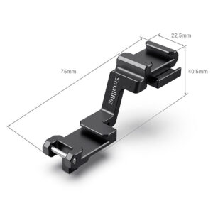 SmallRig-2662-3 SmallRig 2662 Cold Shoe Extension Plate for Sony A7III/A7RIII on musta metallinen lisävaruste (75mm x 22.5mm x 40.5mm), joka näkyy valkoisella pohjalla mittalinjoilla ja jossa on merkintä "SmallRig.