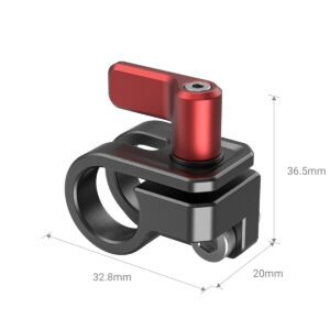 SmallRig-3276-3 SmallRig 3276 15mm Single Rod Clamp for BMPCC 6K Pro -kiinnikkeessä on metallirakenne, punainen vipu ja pyöreä aukko. Mitat: Ihanteellinen mekaanisena tai polkupyörän lisävarusteena.