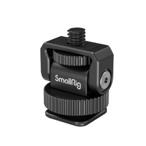 SmallRig-3577 SmallRig 3577 -sovitin on musta mini-kylmäkenkäkiinnike, jossa on nuppi, 1/4"-20-ruuvi ja kylmäkenkäjalusta kameran tai jalustan kiinnittämistä varten.